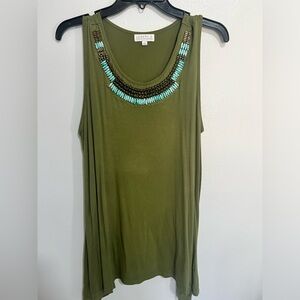 Olive green blouse with beading